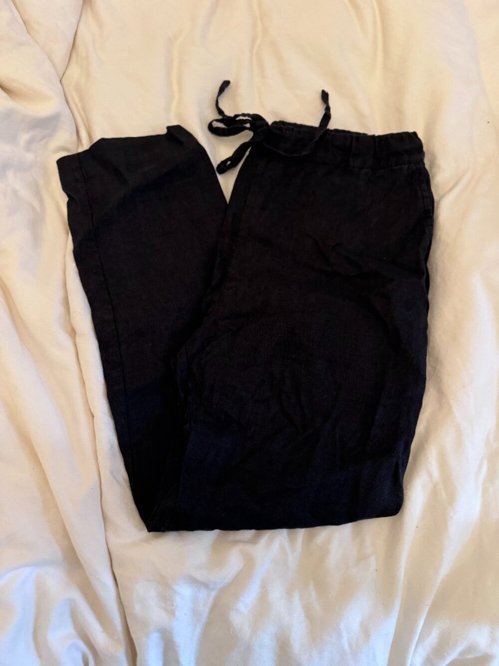 Black Ficus 100% linen pants, black - medium